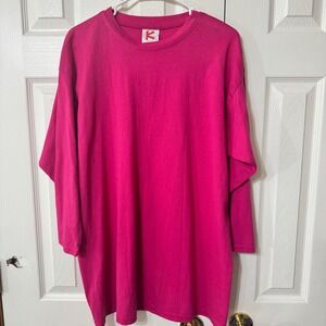 Kevin G 80s Sportswear Oversized T Shirt 3/4‎ Sleeve Hot Pink One Sz Made in USA